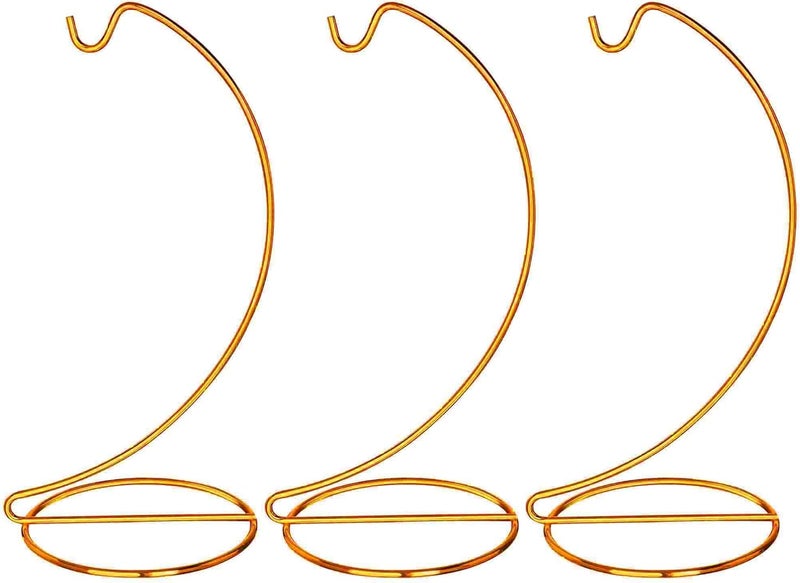 ZEERSHEE 3 Pcs Iron Ornament Display Stand Gold Pothook Hanging Stand for Glass Globe Air Plant Terrarium Witch Ball Christmas Ornaments Home Wedding Decor (9x4 Inches) - Image 1